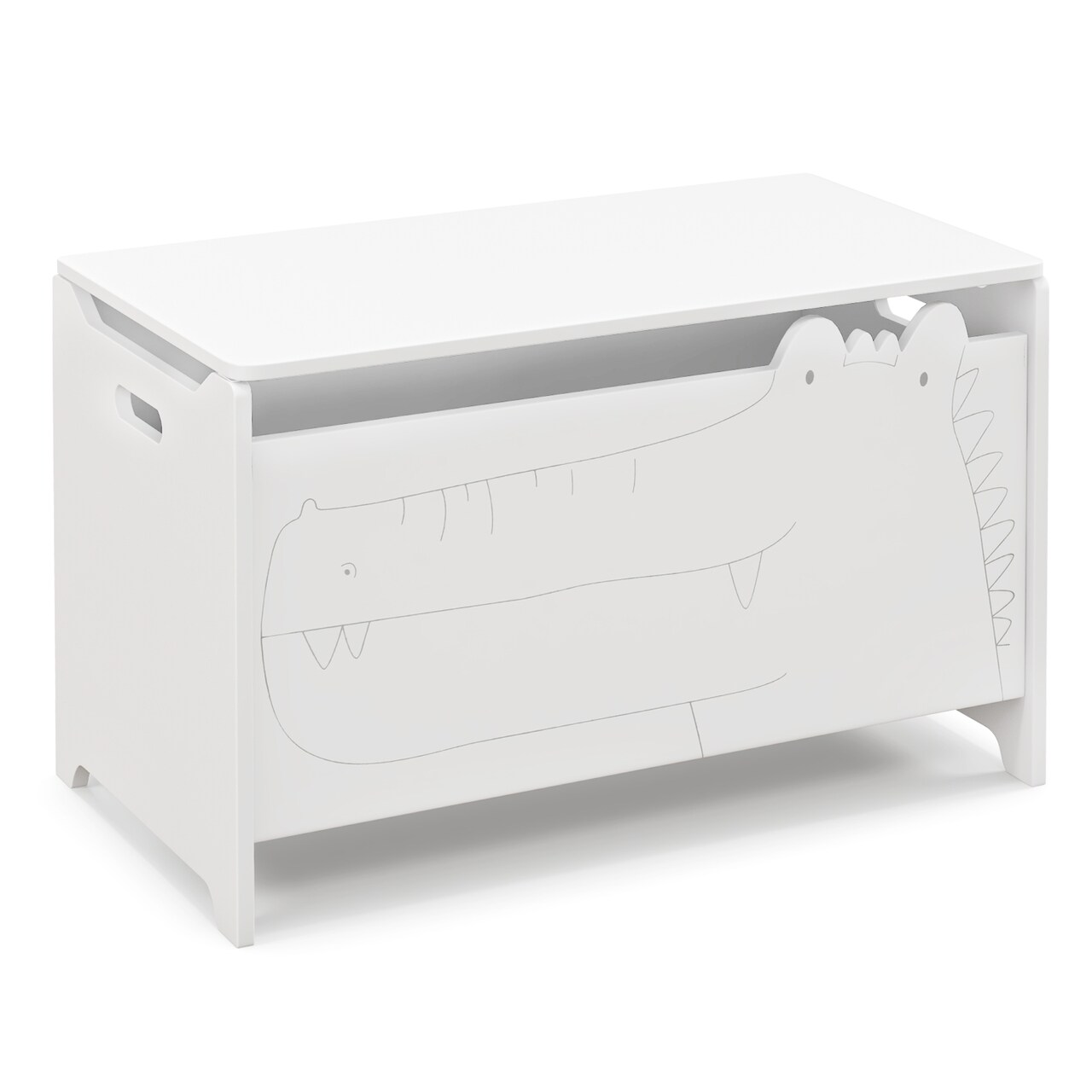 White MDF Toy Box for Kids with Safety Features and Rounded Edges Ample Storage and Portable Handles